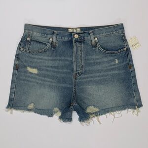 Free People Makai Cut Off Distressed High-Rise Denim Jean Shorts-Size 32 New